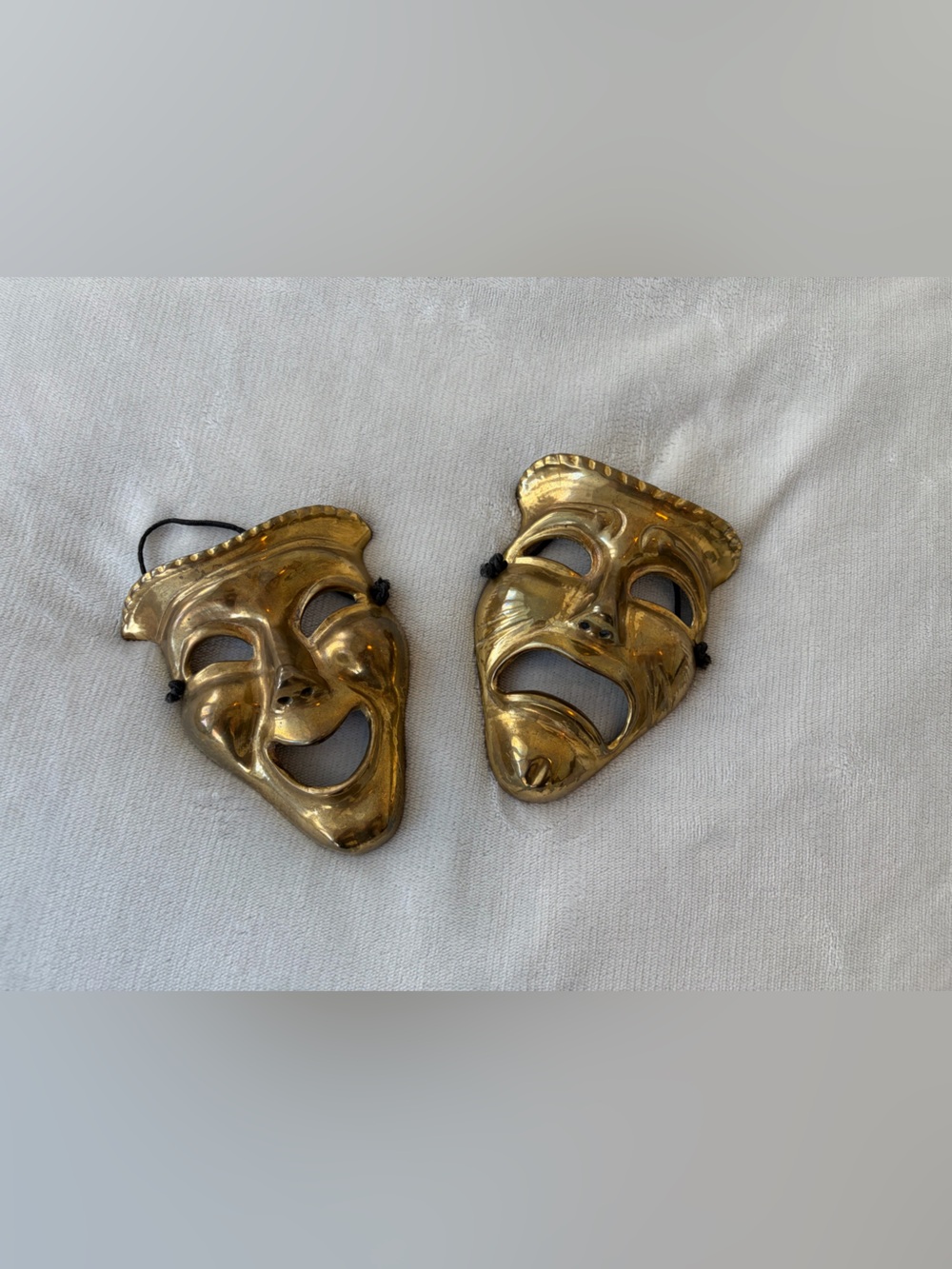 Vintage Solid Brass Comedy & Tragedy Theatre Masks Wall Decor Set